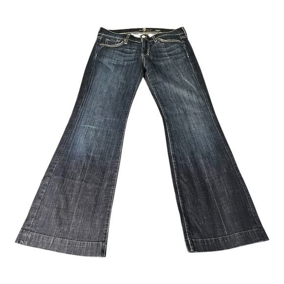 7 For All Mankind Dojo Dark Wash Jeans Womens 29 Y2K Low Rise Made In USA Grunge - Picture 1 of 7